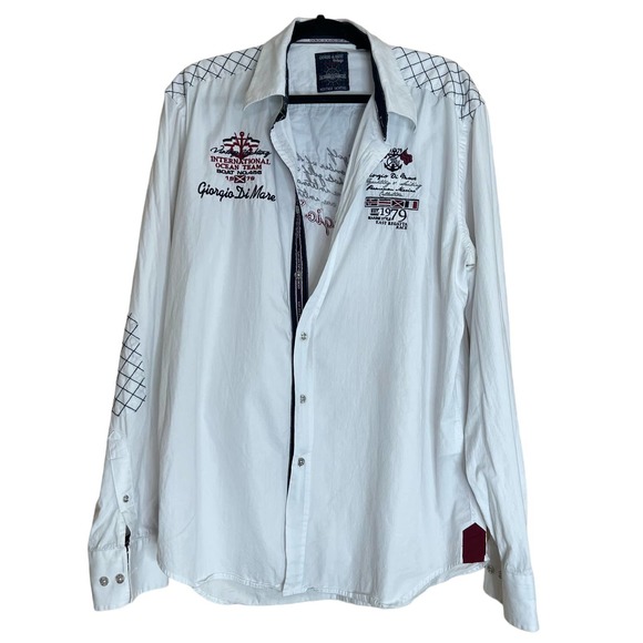 Giorgio Di Mare Ocean International Team White Button Down Shirt Men's - Picture 2 of 10